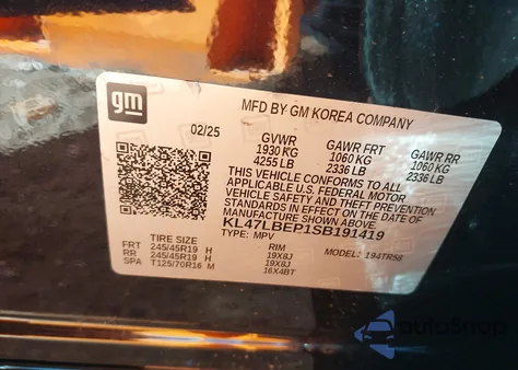 2025 Buick Envista Sport Touring Fwd z USA, uszkodzony, nr VIN KL47LBEP1SB191419